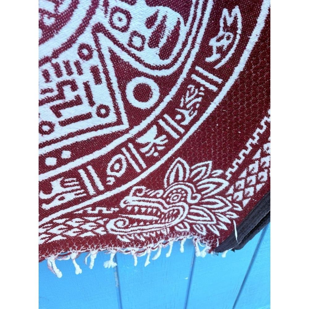 One Size Poncho Burgundy Red With White Hand Made In‎ México Aztec Calendar - Picture 3 of 11